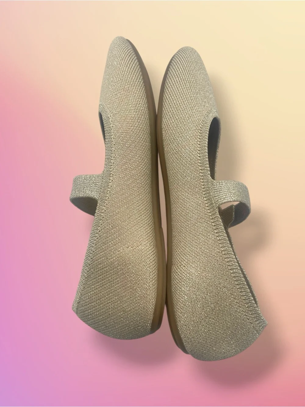 NWT AEROSOLES Shimmer Knit Mary Jane Flats in Light Gold Size 7 - Picture 9 of 13
